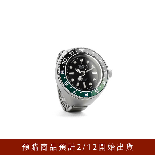 此為預購商品-RELAX TIME  水鬼戒指錶-黑綠圈水鬼 (RT-R-03)