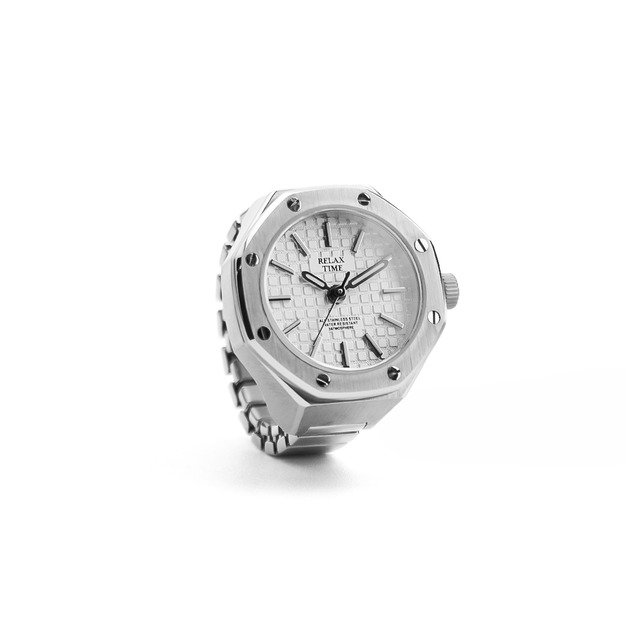 RELAX TIME  八角戒指錶-白像素 (RT-A-01)