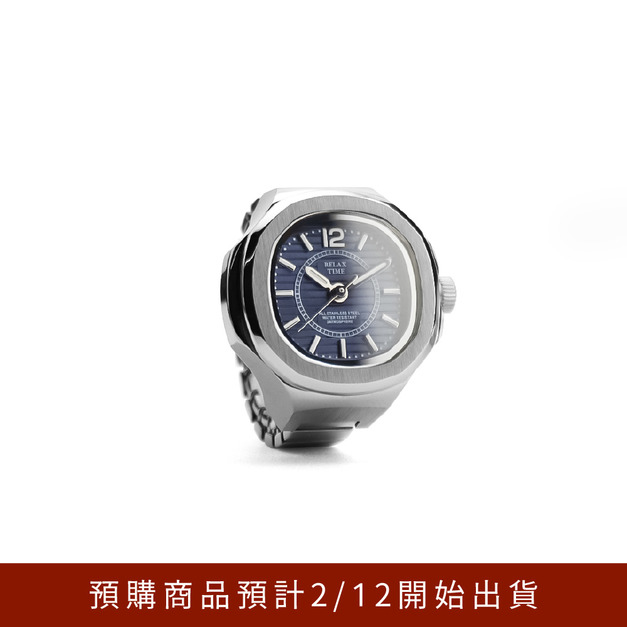 此為預購商品-RELAX TIME  方形戒指錶-深藍方形 (RT-P-01)