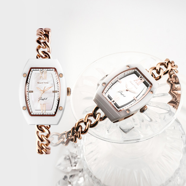 RELAX TIME ｜Joyful 陶瓷酒桶錶 晨曦純白 (RT-119-1)