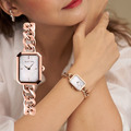 官網限定-1+1水晶熊手錶組合|RELAX TIME 長方手鍊風格女錶 玫瑰金 白(RT-109-2-03)_3