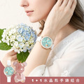 官網限定-1+1水晶熊手錶組合|RELAX TIME 拾光花語陶瓷系列-湖水綠 (RT-122-05)
