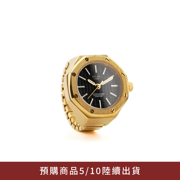 預購商品|RELAX TIME  八角戒指錶-金黑像素 (RT-A-03)