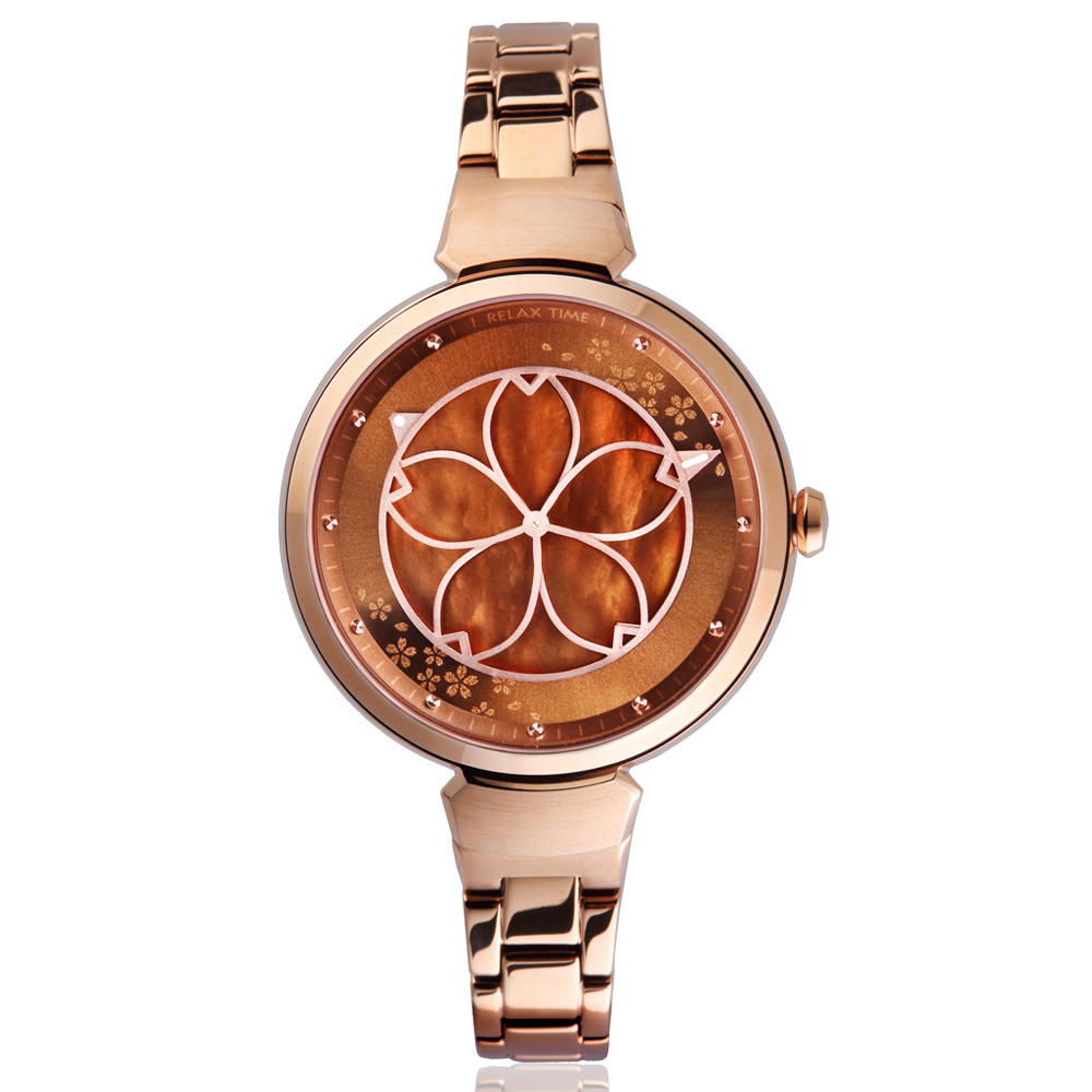 RELAX TIME 年度設計錶款【綻放系列-櫻】咖啡 (RT-72-5)