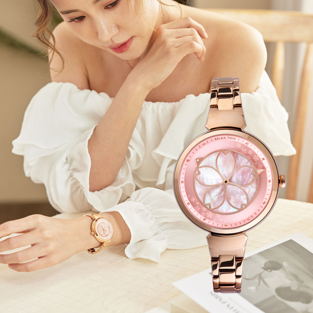 RELAX TIME 年度設計錶款【綻放系列-櫻】粉櫻 (RT-72-1)