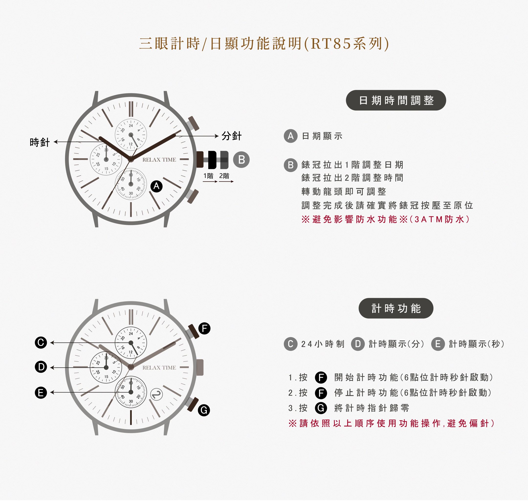 【RELAX TIME】 *加碼送皮帶*RELAX TIME 三眼計時腕錶|不鏽鋼×藍 Ø40mm (RT-85-2) 9 0fad57d3c10d34b8fe0a8f98f8d6e9b7