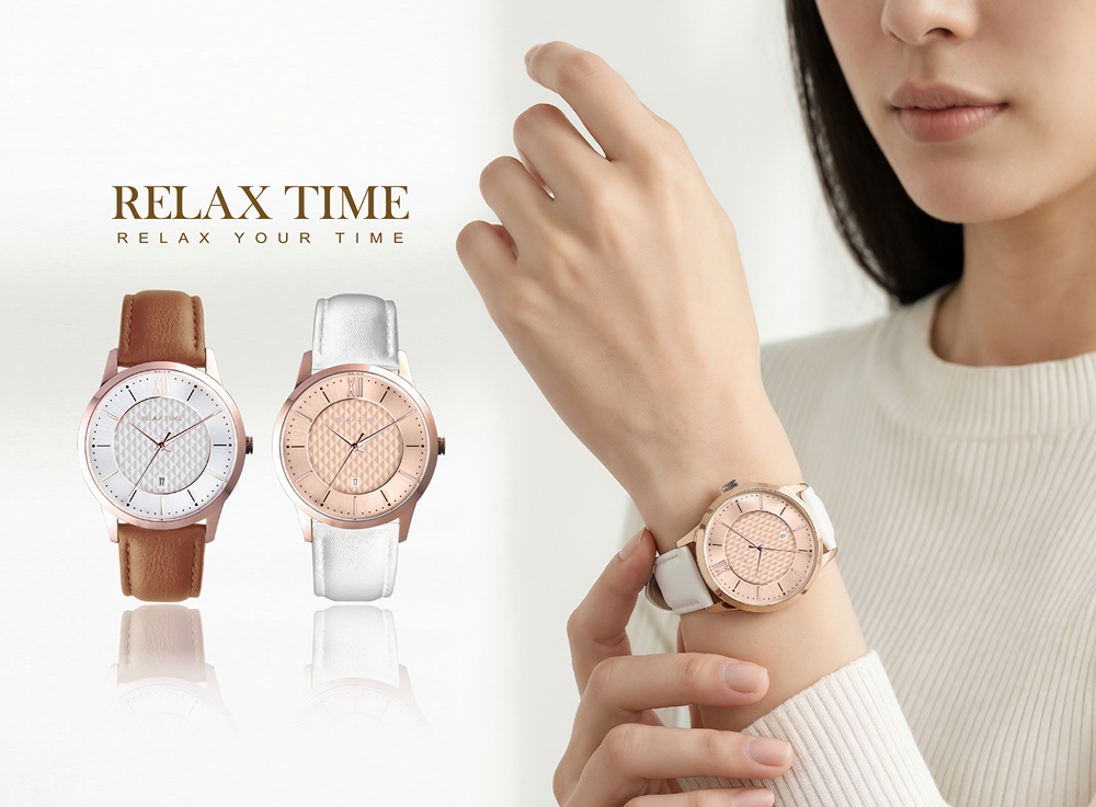 RELAX TIME RT118 簡約格紋系列 玫瑰金質感女錶推薦