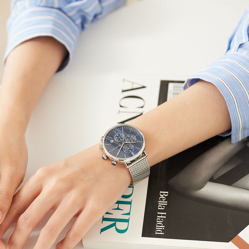 【RELAX TIME】 *加碼送皮帶*RELAX TIME 三眼計時對錶-藍x玫 Ø40mm 9 23y0301 %E6%B3%95%E6%9F%8F3389