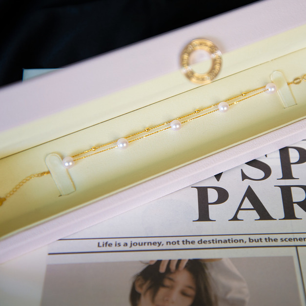 18K金天然akoya海水珍珠手鍊