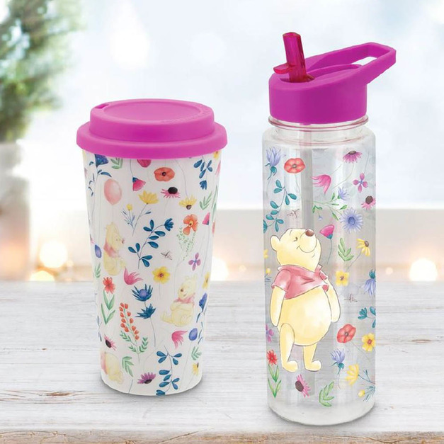 Disney 迪士尼 小熊維尼 環保隨行杯＋吸管水壺套組