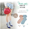(福利品) mocodo 翻轉花邊雪花棉襪 粉色 藍色 2款任選