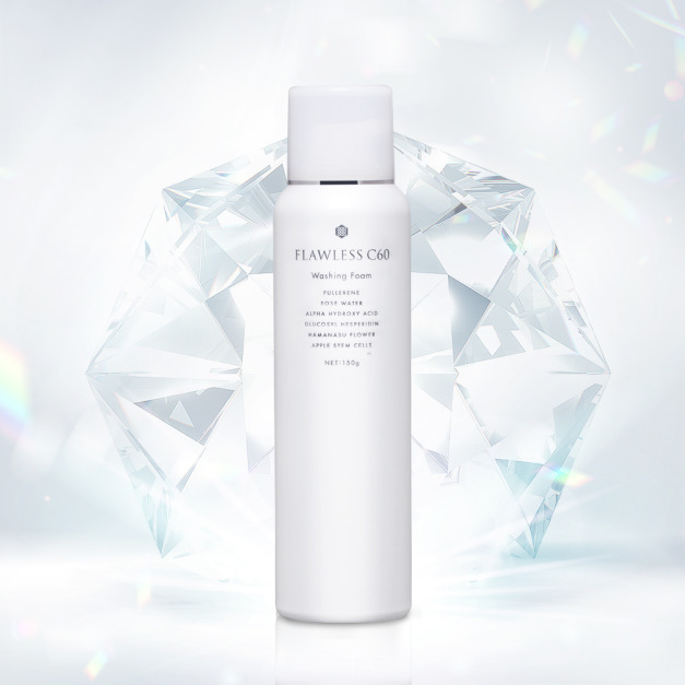 買就送保濕精華二件組【日本FLAWLESS】C60富勒烯鑽石光幕絲潔顏泡(150g)