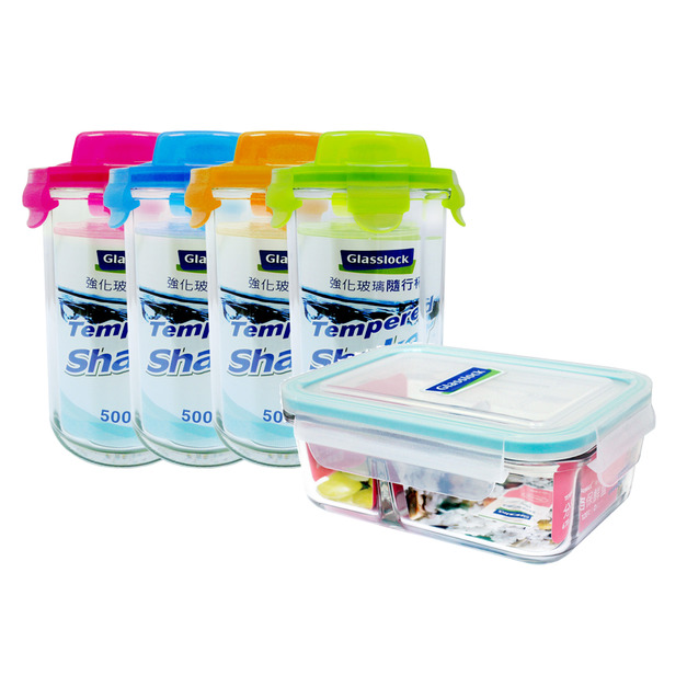 GlassLock 韓國製 強化玻璃隨行杯500m 玻璃保鮮盒 任選一款