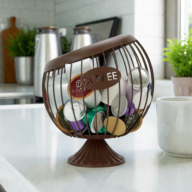 北歐風金屬鐵藝鏤空收納籃（高款）｜摩卡棕