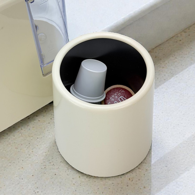 北歐簡約 圓形雙層置物桶 ｜奶油白