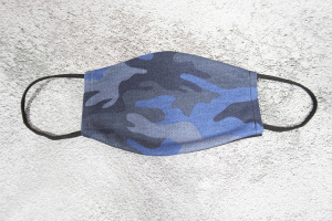 Elasti純棉男士迷彩口罩-迷彩藍（買口罩送10片拋棄式濾片）