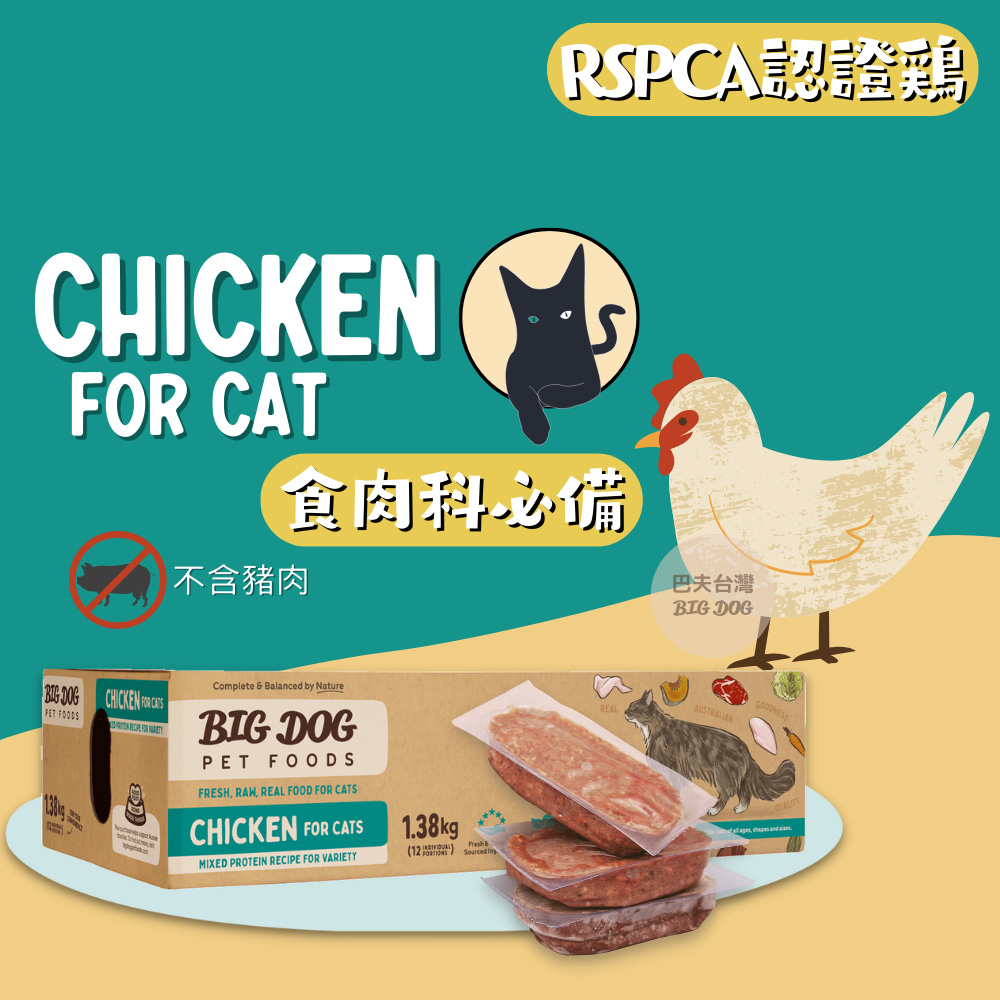 【贈500元券】澳洲BIG DOG貓用生食肉餅｜雞肉