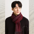 日本製 羊毛圍巾_（波爾多平衡）-酒紅灰(32x156cm)_1