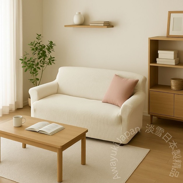 (客製商品) 日本製 沙發套_抗菌防臭沙發套 高品質沙發套 [香草奶霜] Cr&egrave;me Vanille 二人座沙發罩
