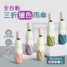 時尚防風三折撞色自動傘