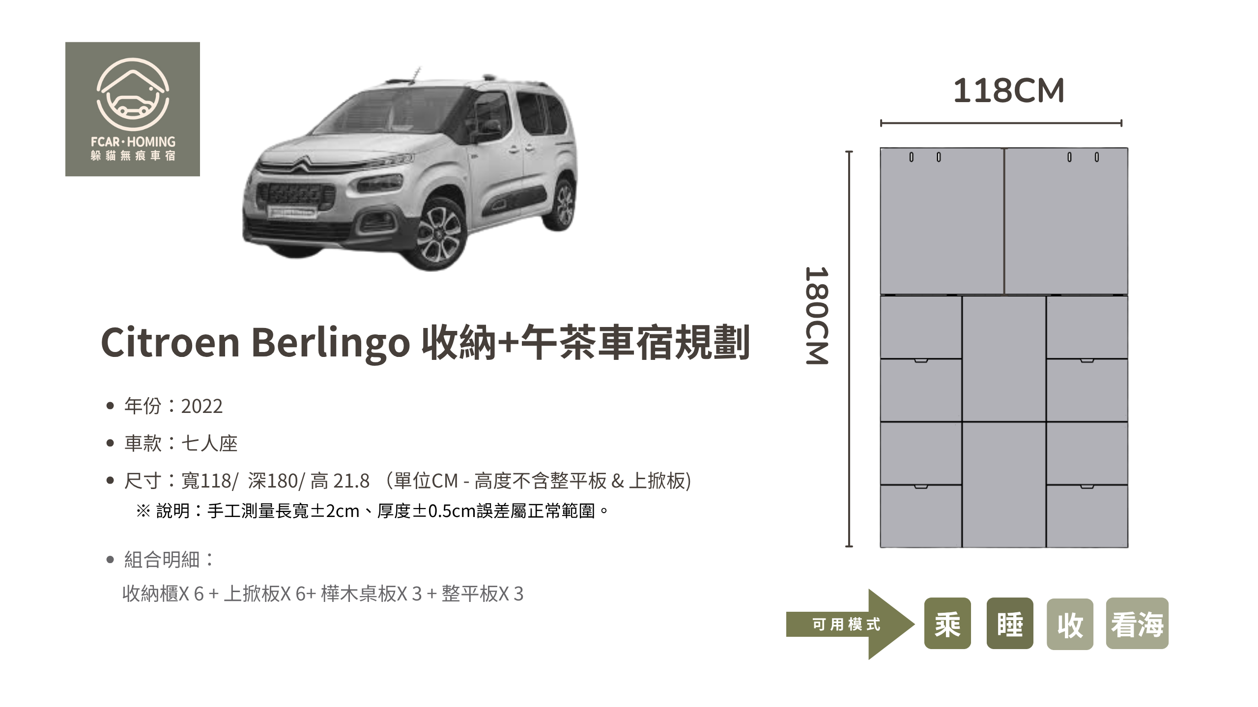 Berlingo長軸車宿改裝,露營車,車床生活,躲貓無痕車宿,車宿模組