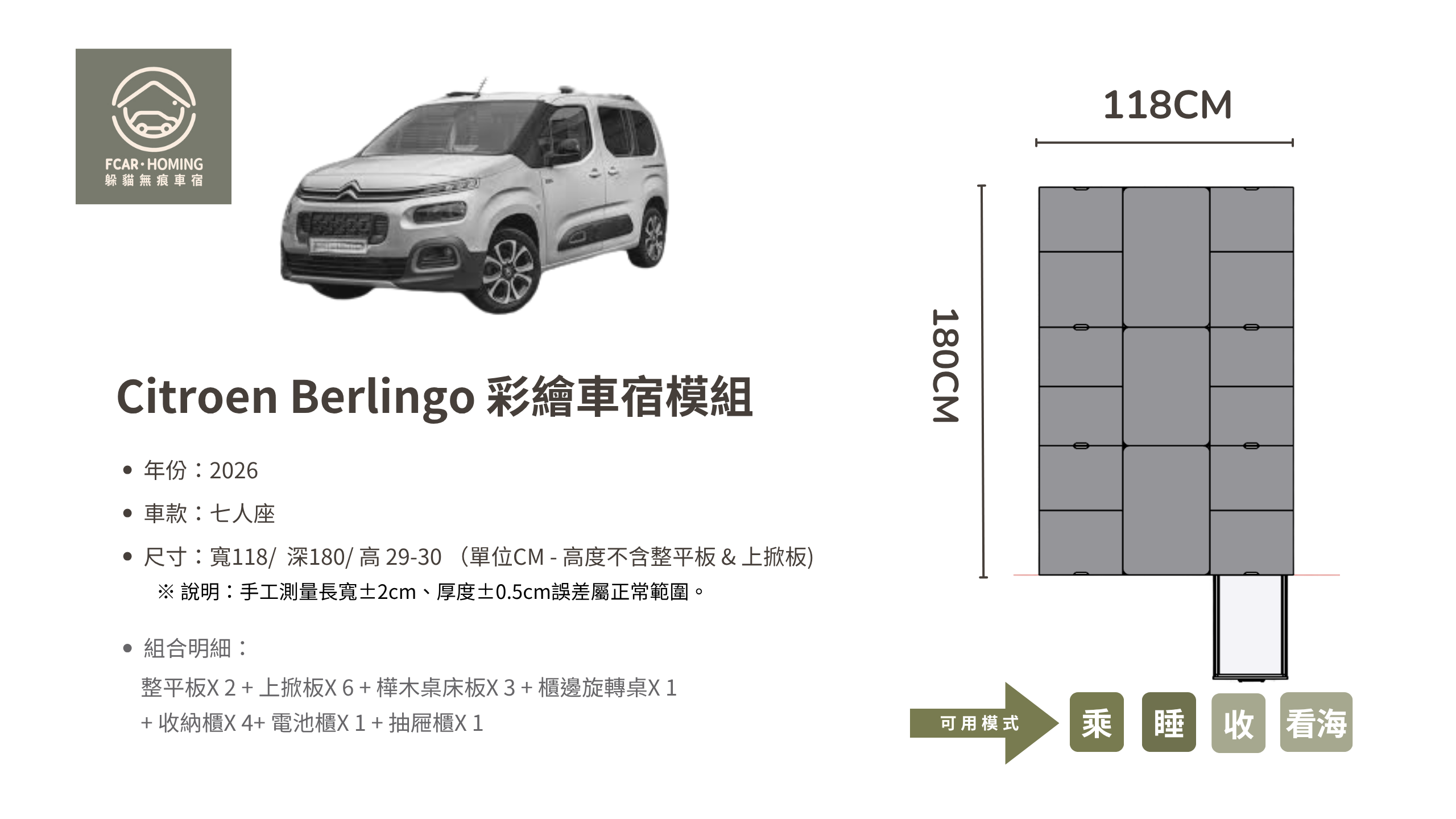 布丁狗Berlingo 車宿改裝,露營車,車床生活,躲貓無痕車宿,車宿模組