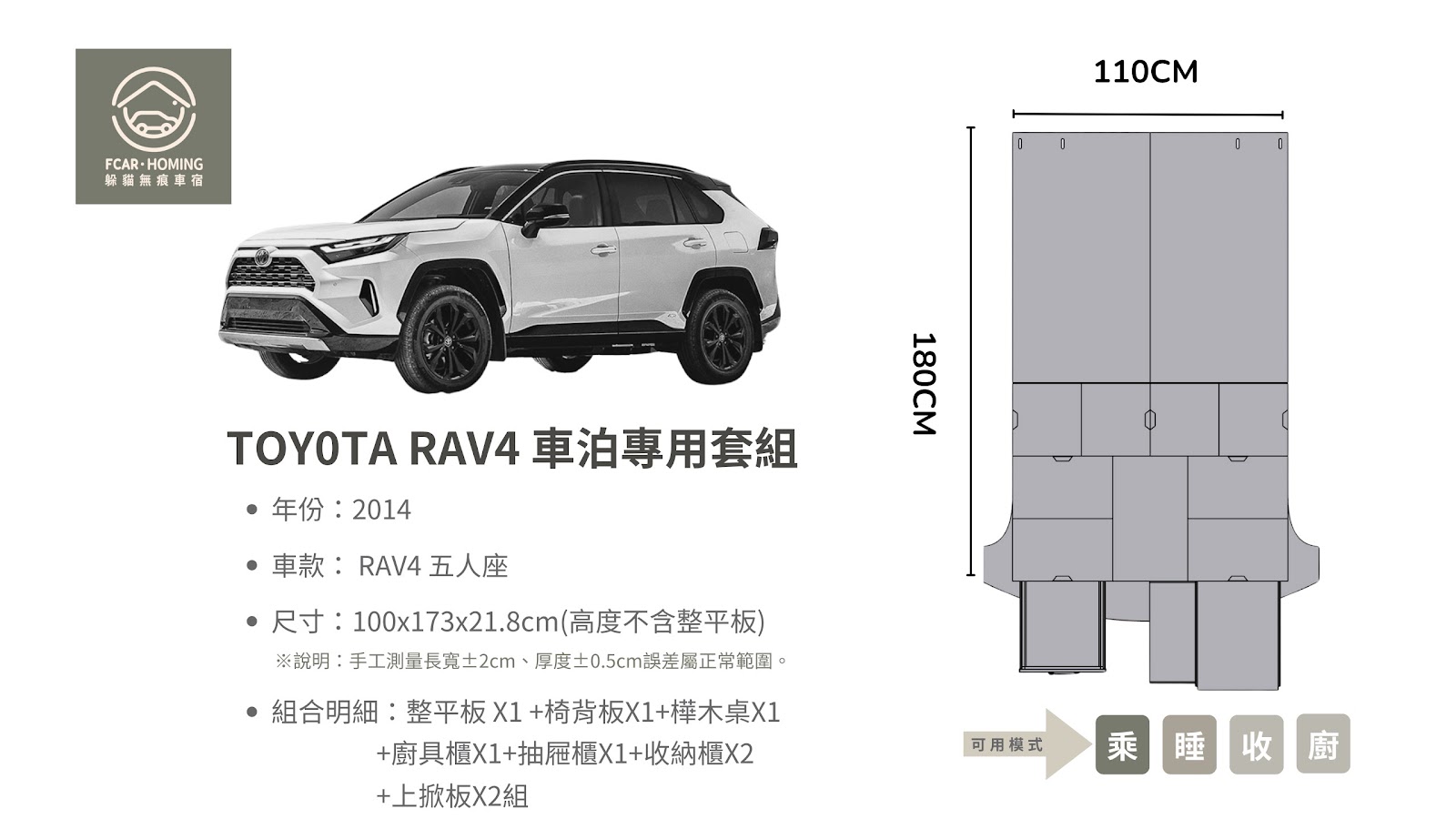 RAV4,車宿改裝,露營車,車床生活,躲貓無痕車宿,車宿模組