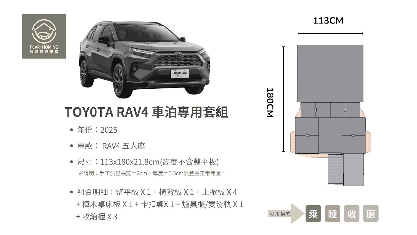RAV4,車宿改裝,露營車,車床生活,躲貓無痕車宿,車宿模組