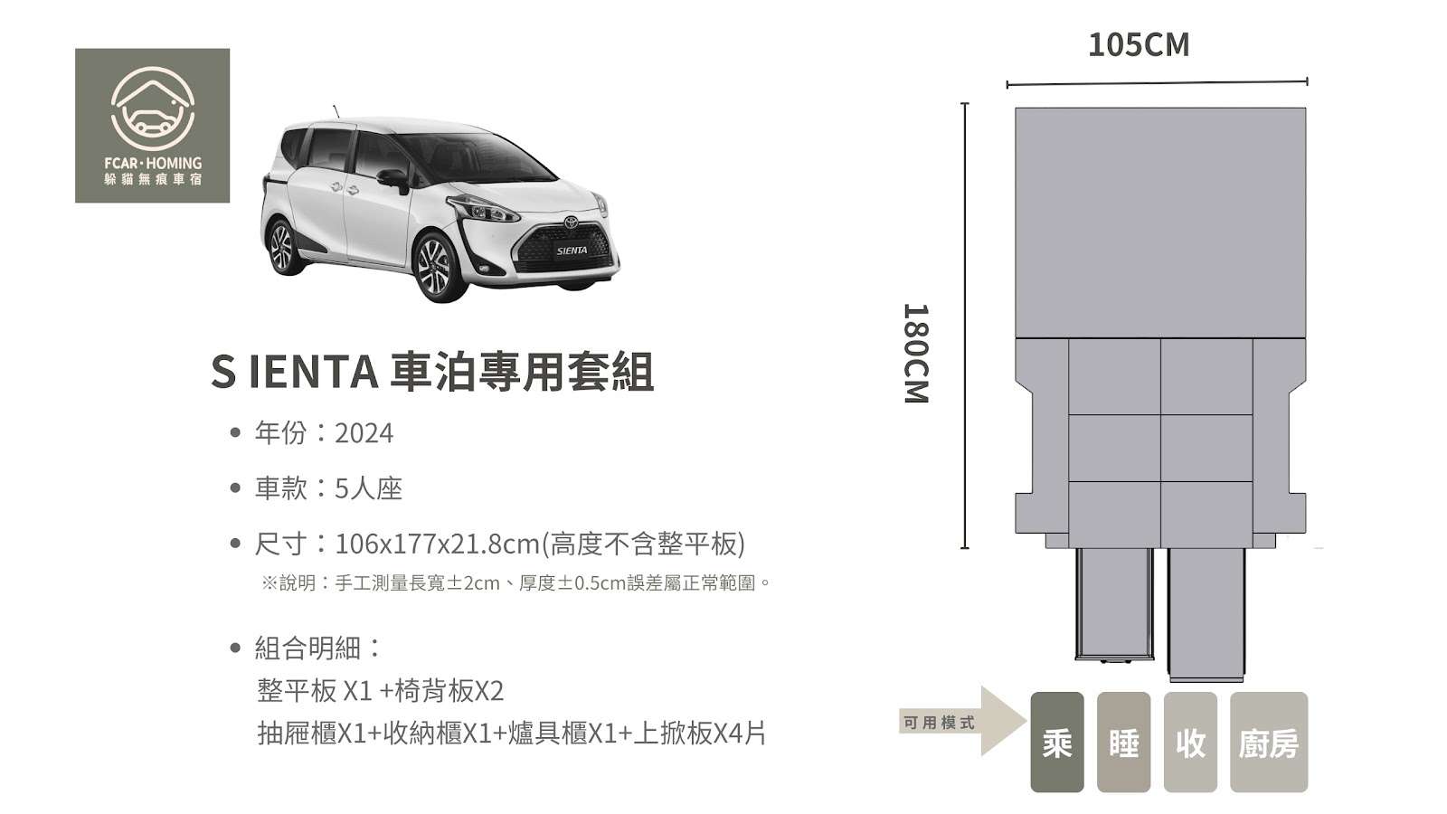 Sienta,車宿改裝,露營車,車床生活,躲貓無痕車宿,車宿模組