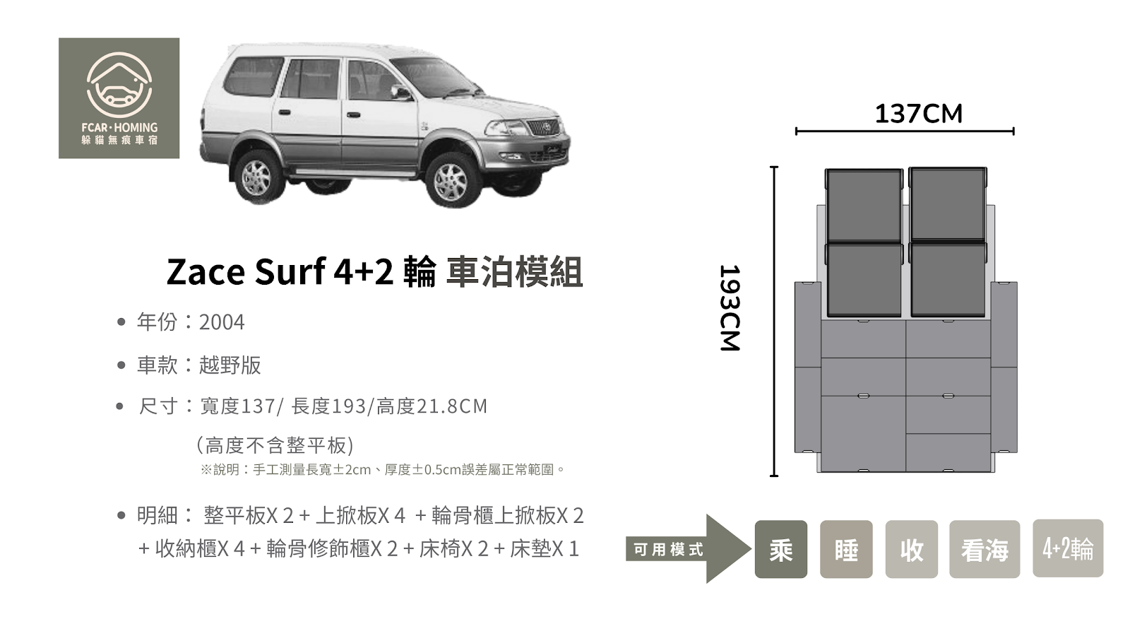 Toyota Zace 瑞獅車宿,車宿改裝,露營車,車床生活,躲貓無痕車宿,車宿模組