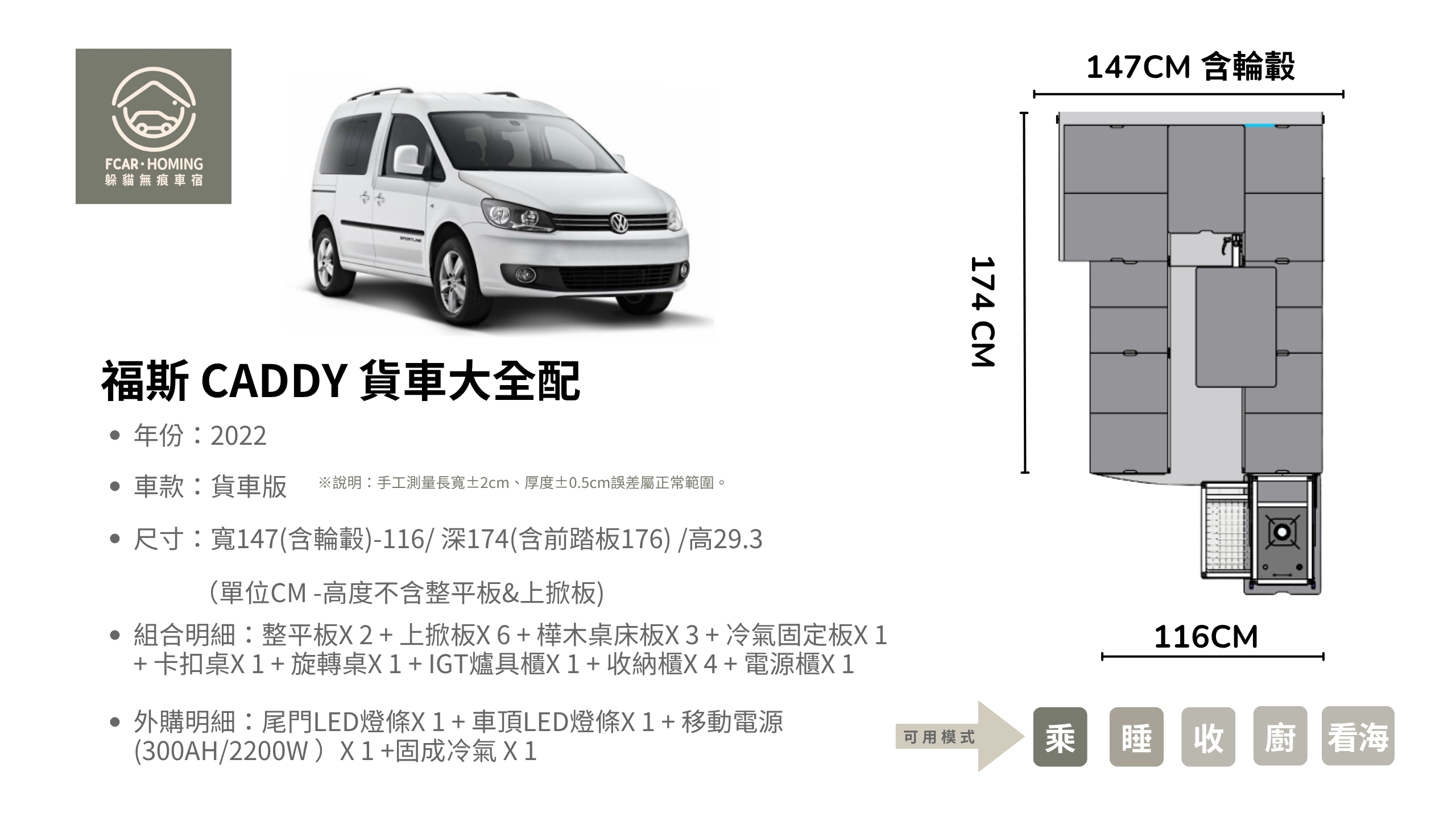 CADDY貨車版車宿改裝,露營車,車床生活,躲貓無痕車宿,車宿模組