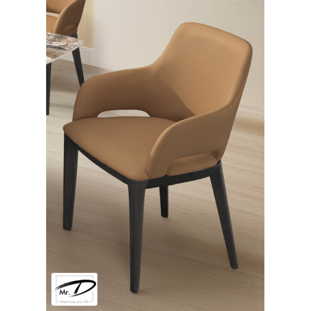 B2120 460-06 羅蘭德實木餐椅(淺咖啡皮)
