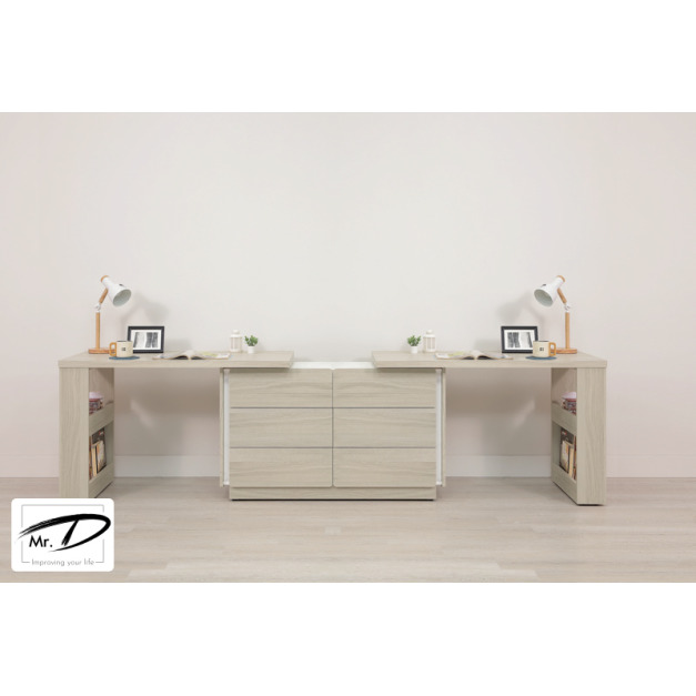 B4029 554-03 萊米克8尺雙人書桌組(240~320cm伸縮)