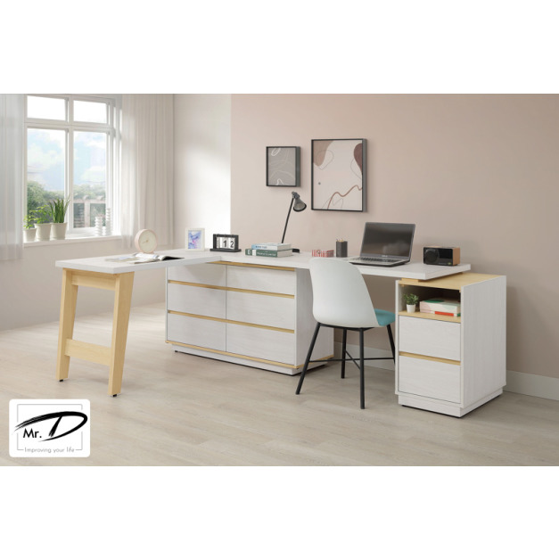 B4046 557-02 泰勒7×4尺L型功能桌組 (可反向擺放)