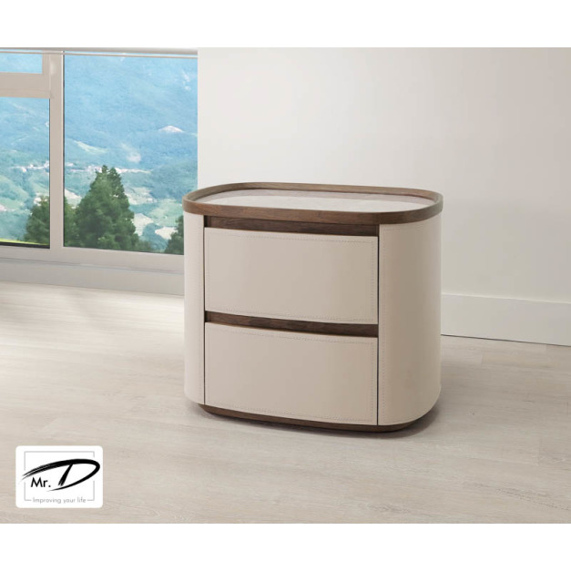 B3086 26-02 維克托馬鞍皮岩板床頭櫃