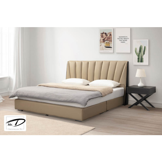 B3047 17-09 杏色5尺皮革厚床底