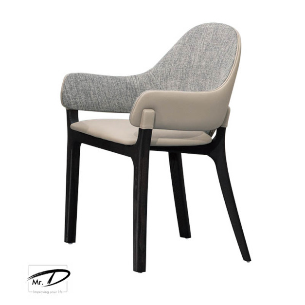 B2184 494-03 赫菲斯白蠟木餐椅 (灰布／米白皮)