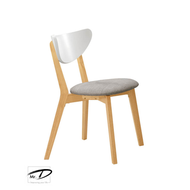 B2259 520-02 亨利原木雙色灰布餐椅