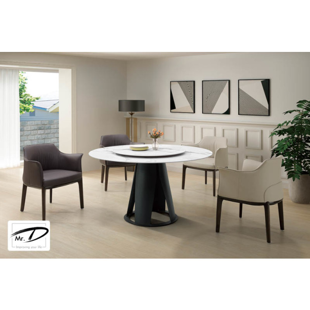 B2167 484-01 史派克4.3尺岩板圓餐桌 (75cm轉盤)