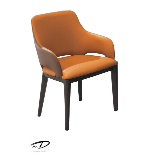 B2162 482-05 羅蘭德實木餐椅 (橘色/咖啡皮)