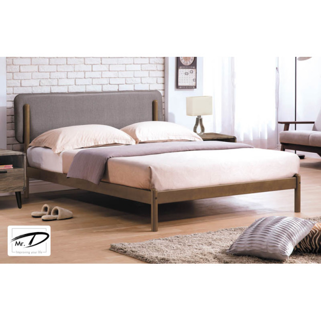 B3477 176-03 羅德北歐3.5尺淺胡桃床台 (皮面)