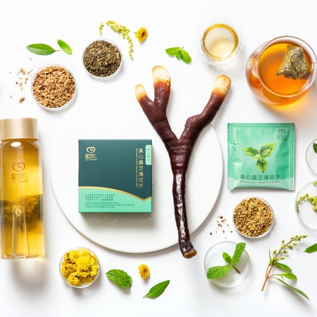 真心靈芝薄荷茶 ( 3入輕巧盒、10入經濟包)｜無咖啡因、無添加糖、環境友善PLA玉米纖維三角茶袋