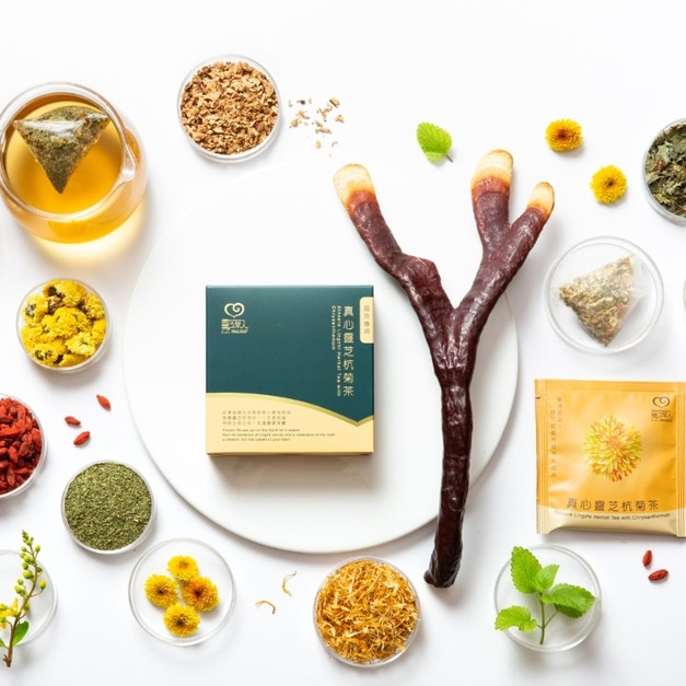 真心靈芝杭菊茶 ( 3入輕巧盒、10入經濟包）｜無咖啡因、無添加糖、環境友善PLA玉米纖維三角茶袋