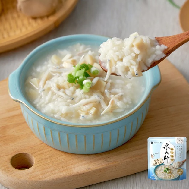 純高湯粥。筍香吻仔魚粥 310g/包，高壓蒸煮、常溫保存加熱即食、早餐點心宵夜露營