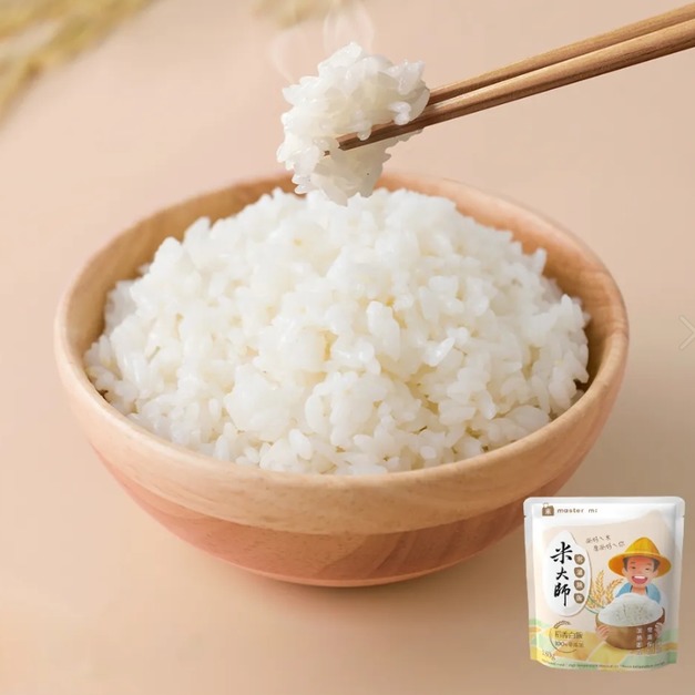 全素。米大師稻香熟白飯 180g/包，獨立包裝、常溫保存、加熱即食