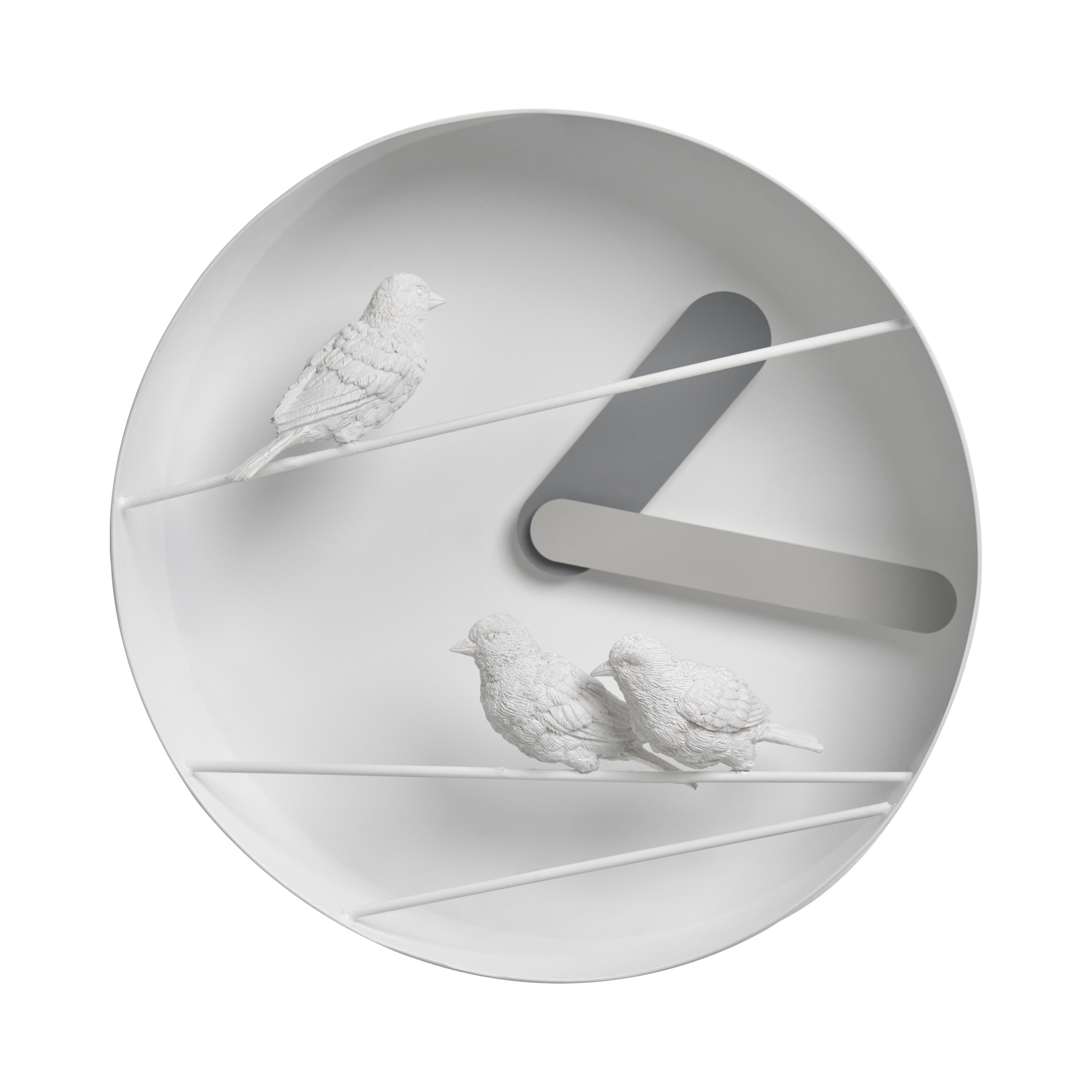 麻雀圓鐘 - 灰色版