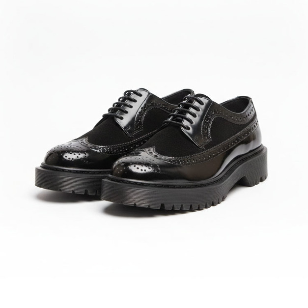布洛克雕花鞋 長翼紋德比鞋_ 平光黑+牛麂黑 不分男女 34-47.5碼