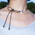 AtXJyc《霜光》 蝴蝶繩結波點珠 項鍊/手鍊（黑）_1