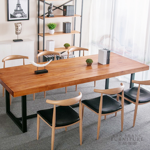 工業風復古實木餐桌/書桌/辦公桌/會議桌(松木實木 / 山形紋)可訂製(此為訂製商品下訂製作至到貨約30天)