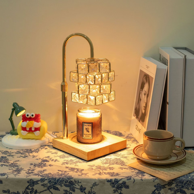 【暴躁貓】可調光可定時可升降 送兩個燈泡 玻璃花燈罩木質融蠟燈 蠟燭燈 融燭燈 蠟燭暖燈 香氛蠟燭燈 蠟燭燈 融燭燈